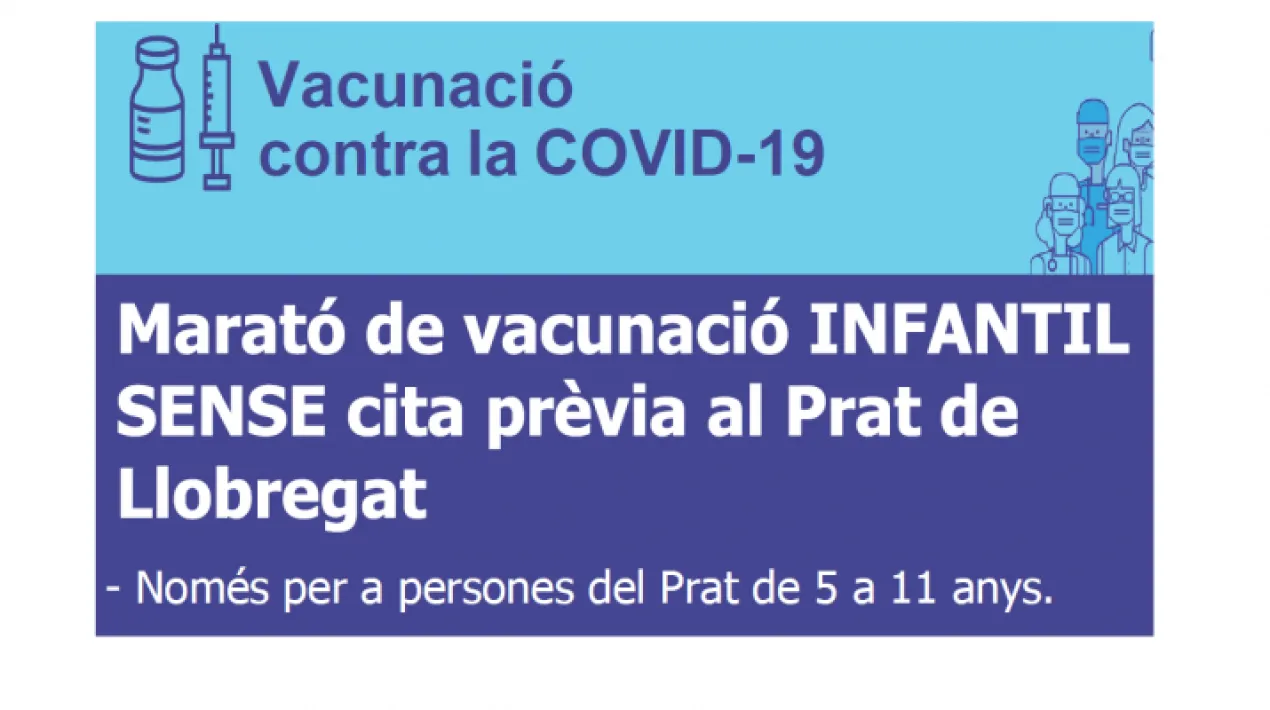 Al Prat, es far&agrave; dem&agrave; una marat&oacute; de vacunaci&oacute; infantil, sense cita pr&egrave;via. Est&agrave; adre&ccedil;ada concretament a nens i nenes d&rsquo;entre 5 i 11 anys d&rsquo;edat. Cal portar la targeta sanit&agrave;ria individual dels infants o un document identificatiu (DNI, NIE, passaport&hellip;). La vacunaci&oacute; de la primera dosi es va obrir per a aquest grup d&rsquo;edat el passat 15 de desembre. Amb la marat&oacute; de vacunaci&oacute; infantil de dem&agrave;, es pret&eacute;n que aquells infants que encara no s&rsquo;hagin posat aquesta primera dosi ho puguin fer sense sol&middot;licitar cita pr&egrave;via. La vacunaci&oacute; es far&agrave; per ordre d&rsquo;arribada fins que s&rsquo;esgotin les dosis disponibles. Igualment es podr&agrave; seguir sol&middot;licitant la vacunaci&oacute; amb cita pr&egrave;via a trav&eacute;s del web https://vacunacovid.catsalut.gencat.cat/ . Per qu&egrave; &eacute;s important vacunar els infants de 5 a 11 anys? Tot i que els infants de 5 a 11 anys no acostumen a patir una malaltia greu quan s&rsquo;infecten per covid (gaireb&eacute; el 50% no tenen s&iacute;mptomes),el risc que un nen o nena d&rsquo;aquestes edats pugui tenir complicacions que requereixin hospitalitzaci&oacute; per la covid no &eacute;s inexistent. Arreu de l&rsquo;Estat, els nens i nenes de 5 a 11 anys van representar el 6,6% dels casos de la covid durant la cinquena onada. El 0,21% ha requerit ingr&eacute;s hospitalari. En aquest moment, els nens i nenes menors de 12 anys s&oacute;n el grup d&rsquo;edat on la incid&egrave;ncia de la infecci&oacute; &eacute;s m&eacute;s elevada. El benefici indirecte per a la poblaci&oacute;, sobretot per a les persones adultes amb risc de patir una malaltia greu que convisquin amb nens i nenes d&rsquo;aquesta edat, &eacute;s un fet m&eacute;s a considerar per indicar la vacunaci&oacute; en aquesta franja d&rsquo;edat. Un benefici afegit &eacute;s afavorir la normalitzaci&oacute; de la vida dels nens i nenes, i el seu impacte a l&rsquo;entorn escolar. M&eacute;s informaci&oacute; a: https://canalsalut.gencat.cat/web/.content/_A-Z/V/vacuna-covid-19/ciutadania/vacunacio-infantil/preguntes-frequents-vacuna-menors.pdfVeure m&eacute;s