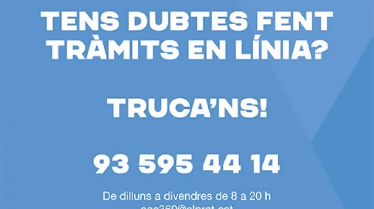  L'Ajuntament del Prat ha activat avui dilluns el servei OAC 360º, que presta atenció telefònica per acompanyar i ajudar a fer tràmits electrònics a les persones que tenen dubtes i dificultats.  L'OAC 360º funciona trucant al telèfon 935 954 414 i està actiu de dilluns a divendres, de 8 a 20 h.  Avantatges de la tramitació electrònica Fer els tràmits per via telemàtica té l'avantatge d'estalviar-se el desplaçament fins a l'OIAC i no haver-se d'ajustar als horaris d'obertura d'aquesta oficina. La tramitació en línia, però, pot suposar dificultats i dubtes per a persones que no hi estan habituades. És en aquests casos que el servei OAC 360º pot ser útil, ja que, via telefònica, acompanya i ajuda els ciutadans i ciutadanes a fer les seves tramitacions telemàtiques amb l'Ajuntament.  El servei OAC 360º també serà útil en moments d'alta intensitat de tramitacions, en què molta gent a l'hora vulgui complimentar un tràmit -per exemple, quan s'obren les inscripcions a les activitats d'estiu infantils i juvenils-.  El servei telefònic de l'OAC 360º el presta un equip de professionals experts i expertes en el servei d'atenció a la ciutadania i en la solució de dubtes i problemes relacionats amb les noves tecnologies. Contra la bretxa digital Aquest nou servei resulta molt necessari en moments com l'actual, en un context de restriccions de la mobilitat per lluitar contra la segona onada de la COVID-19. L'OAC 360º també s'emmarca en l'estratègia de reconstrucció de la ciutat 