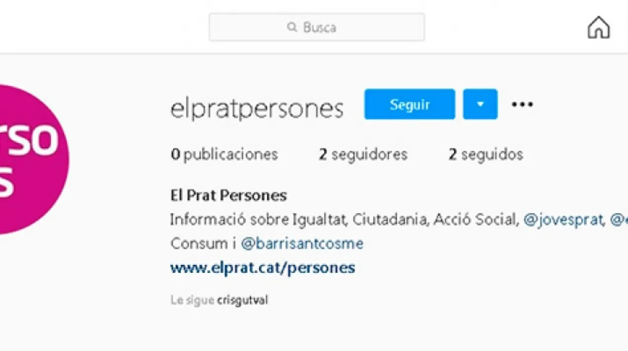  El Prat Persones té una nou canal de comunicació amb la ciutadania del Prat, a través del compte d’Instagram que s'inaugura avui. La ciutadania podrà trobar en aquest nou perfil d’Instagram la informació referent dels diferents programes que integren El Prat Persones, com per exemple Salut, Acció Social, Feminismes, Gent Gran, Consum, Persones amb Diverstitat Funcional, Joventut, Pla d'Actuació de Sant Cosme, Participació Ciutadana, Cooperació i molt més. Aquest nou canal d’Instagram pretén complementar les altres xarxes socials del Prat Persones com són el seu compte de Twitter o la seva pàgina de Facebook.  Veure més