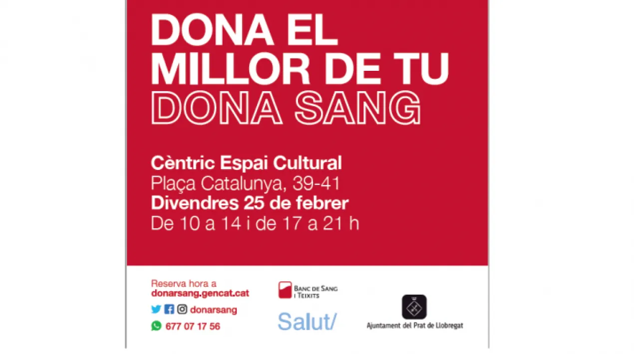 Cal demanar cita pr&egrave;via al Banc de Sang i Teixits (tamb&eacute; whatsapp 677 07 17 56) Vols col&middot;laborar amb la donaci&oacute; de sang? Encara que no puguis donar, pots col&bull;laborar amb les persones que necessiten sang. Aqu&iacute; pots deixar les teves dades per col&middot;laborar: https://donarsang.gencat.cat/ca/vull-col-laborar/voluntaris/ Not&iacute;cia del Banc de Sang&nbsp;Prop&nbsp;de 7500 donants regalaran vida aquest NadalVeure m&eacute;s
