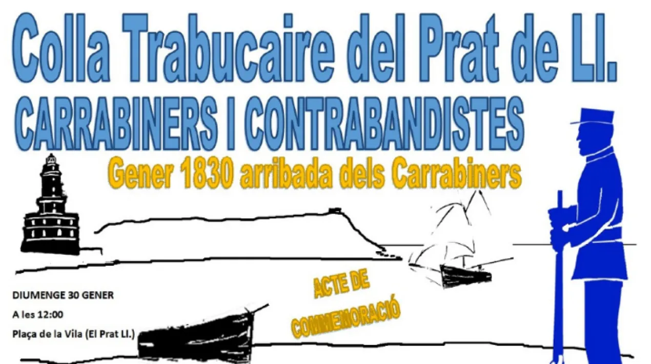 Acte que dona a con&egrave;ixer d&rsquo;una forma l&uacute;dica la pres&egrave;ncia fins al 1940 del &ldquo;Cos de carrabiners de costes i fronteres&rdquo; a la nostra localitat, nom que va variar la llarg dels seus 110 anys d&rsquo;exist&egrave;ncia. &nbsp;L&rsquo;objectiu era posar fre al creixent contraban que es produ&iuml;a a les nostres platges, tan properes a Barcelona i que tan negativament afectava a la Hisenda P&uacute;blica. L&rsquo;acte recrear&agrave; de forma teatralitzada, l&rsquo;arribada i desplegament del primer destacament de carrabines al Prat. Seguidament es podr&agrave; veure la confrontaci&oacute; entre carrabiners vs. Contrabandistes i finalment la realitat quotidiana de la societat pratenca del S. XIX acabar&agrave; imposant-se.Veure m&eacute;s